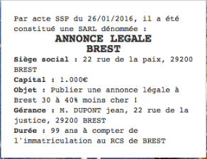 annonce legale brest